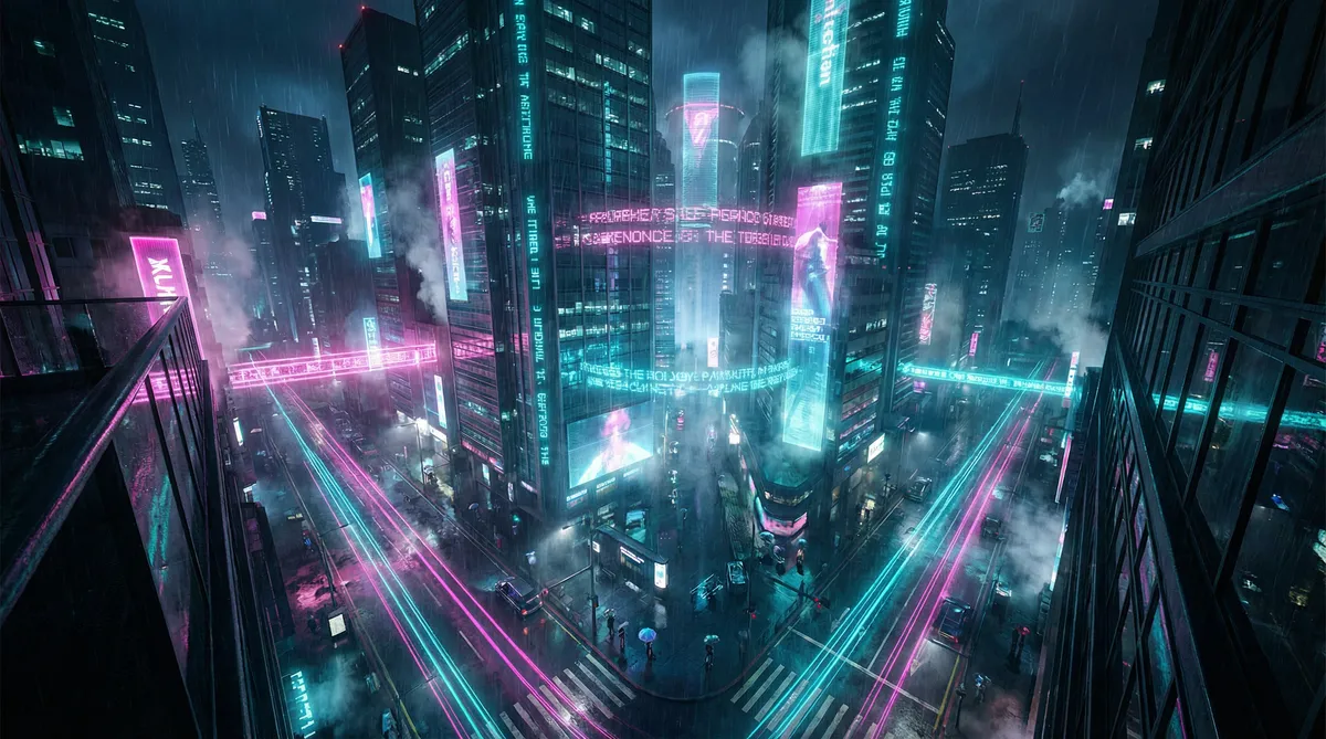 电视剧急诊室故事 竖屏短剧平台首页背景 - 赛博朋克都市夜景